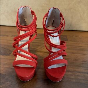 Red strappy heels
